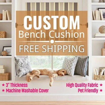 3" thick - Custom Bench Cushion with Sunbrella Fabric - image1